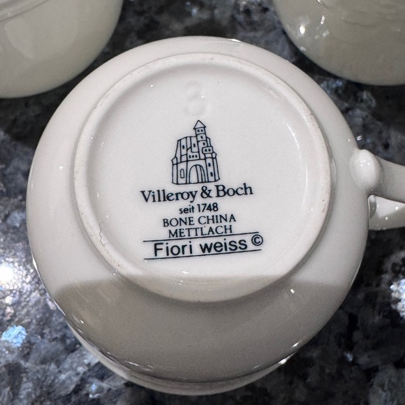 ☕️ Collectible Villeroy & Boch Fiori Weiss Tea Set | 6 Cups + 6 Saucers ☕️ - Picture 5 of 16